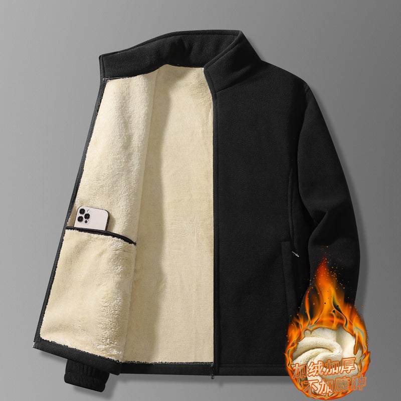 Thickened Warm Cold-Proof Fleece Fleece Cardigan Collar Fleece-Lined Plus Size Fleece Casual Jacket - Image 5